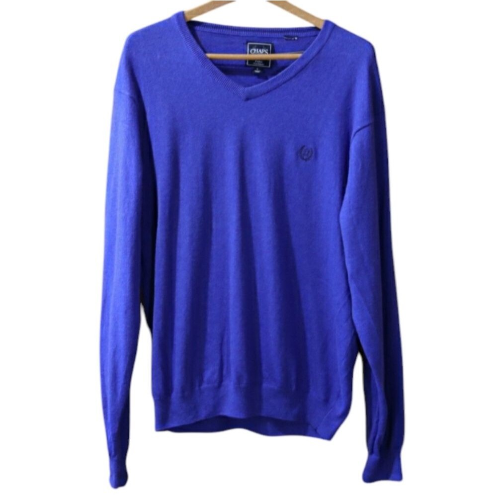 Chaps Vintage Y2K Blue Crest Chest Logo Pullover Sweater Large
